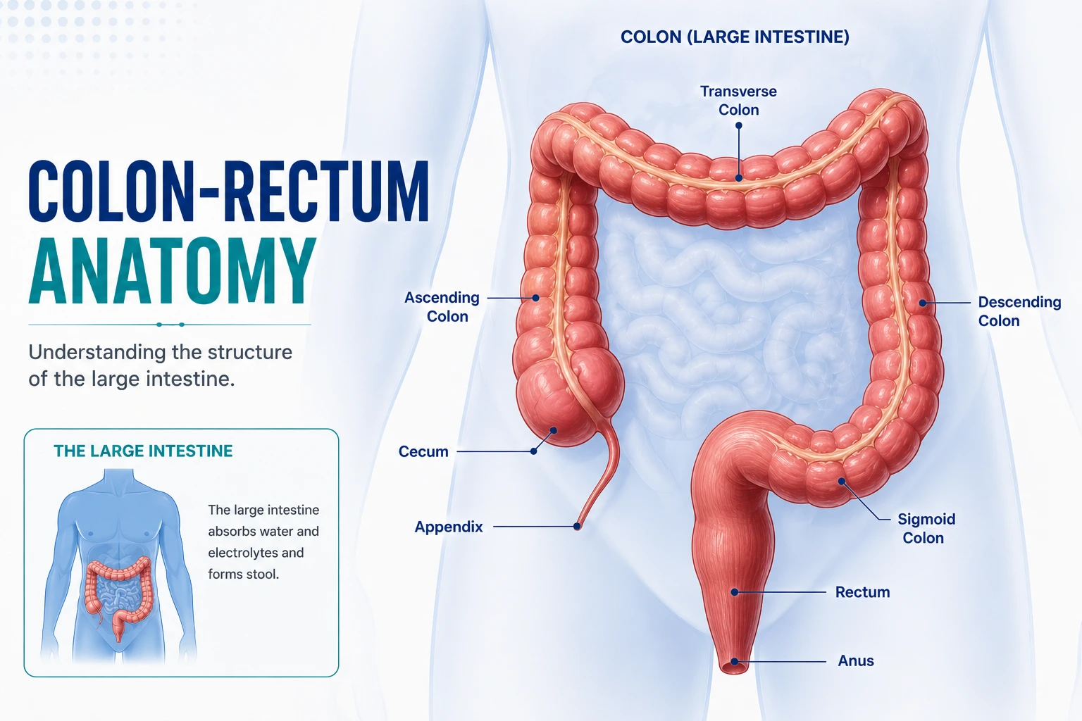Colon and rectum anatomy illustration