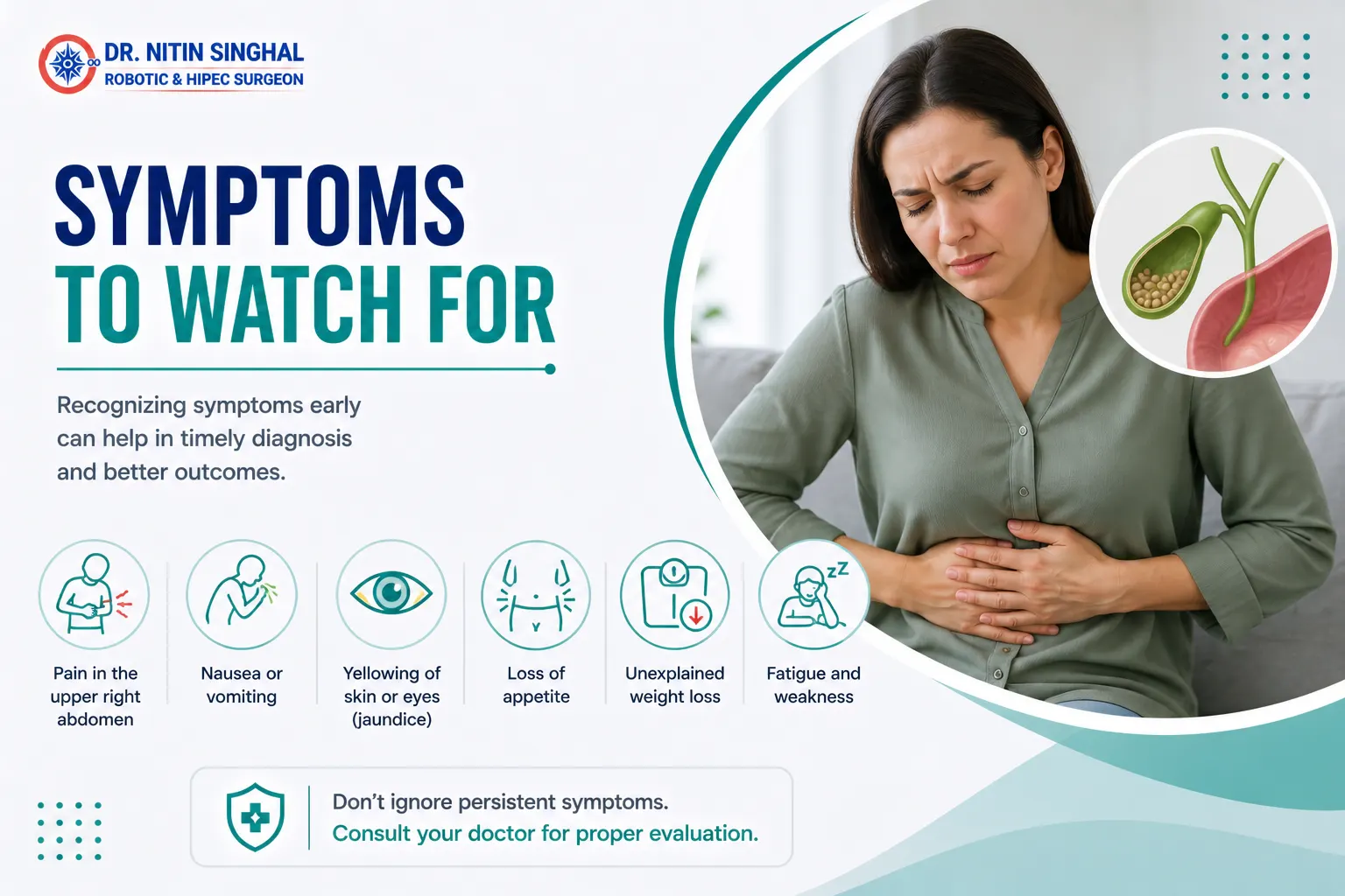 Gall bladder cancer symptoms illustration