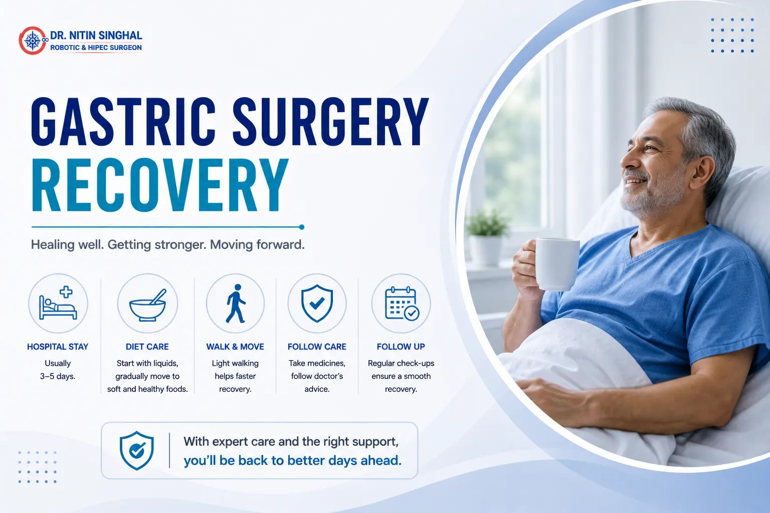 Gastric surgery recovery illustration