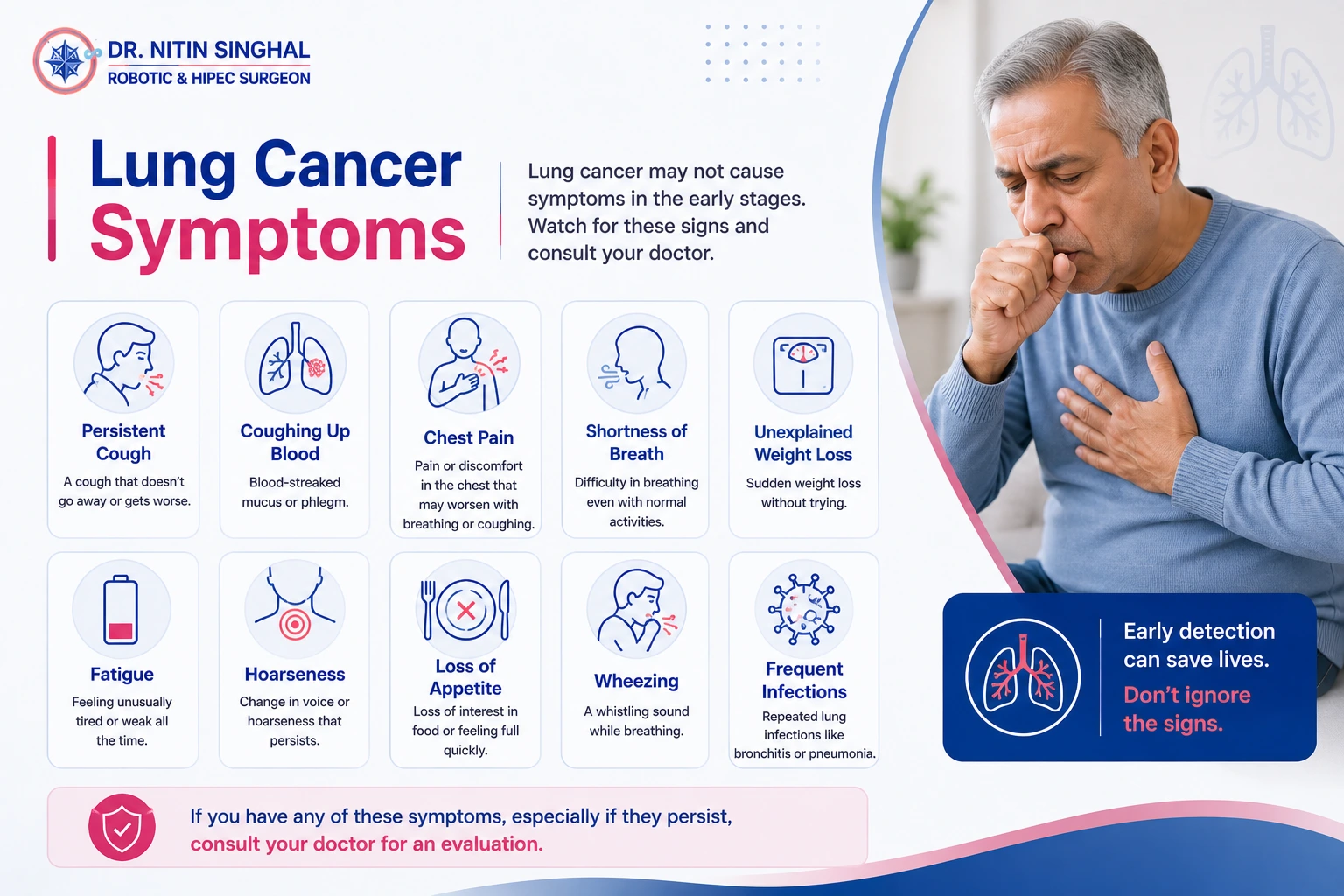 Lung cancer symptoms illustration