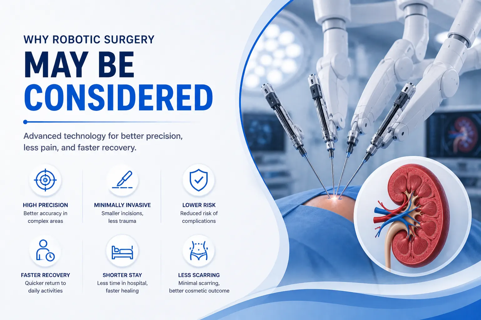 Robotic radical nephrectomy benefits illustration