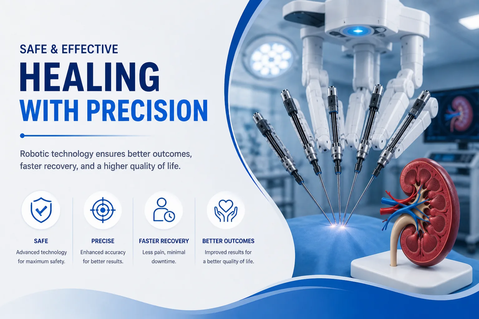 Robotic radical nephrectomy step by step illustration