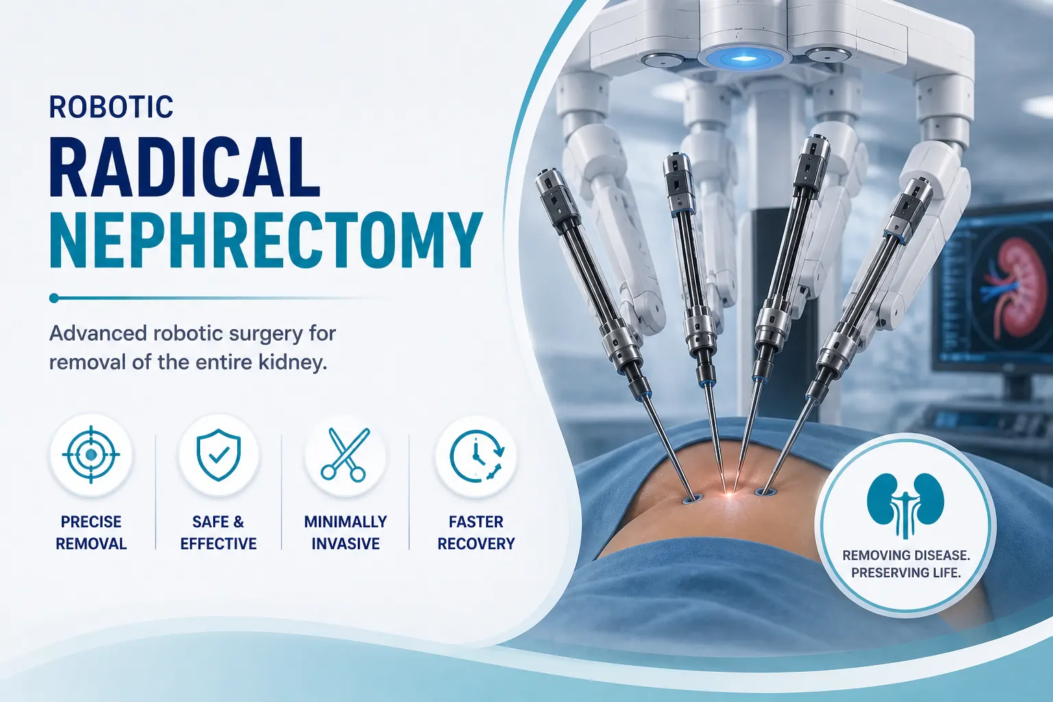 Robotic radical nephrectomy illustration, Dr. Nitin Singhal Ahmedabad
