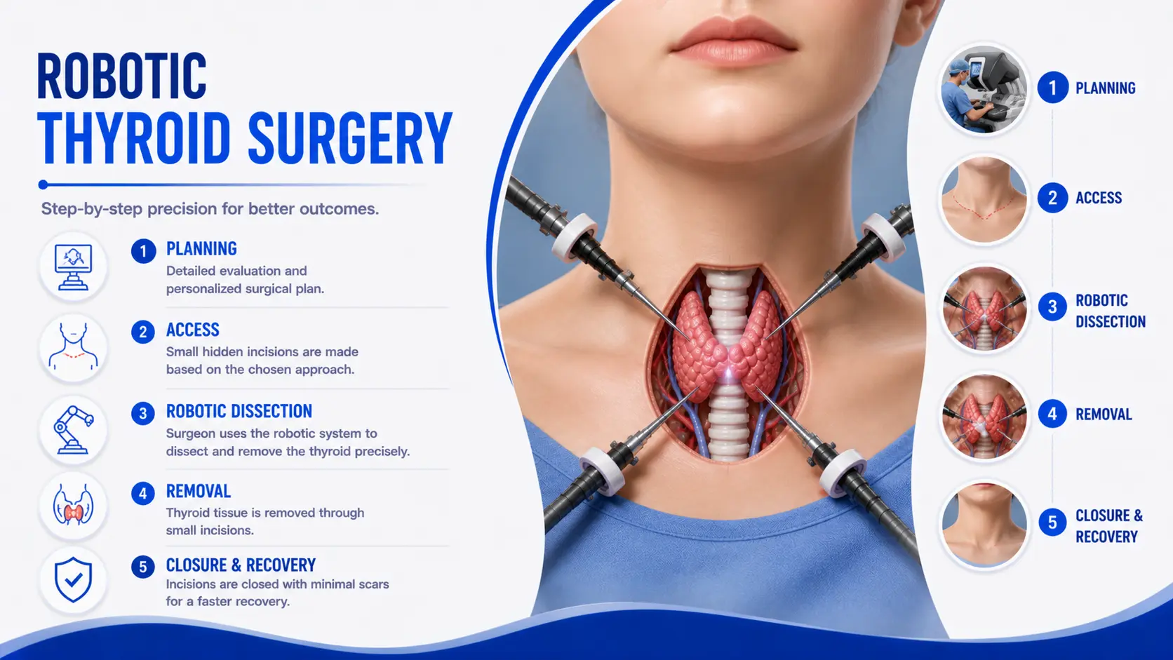 Step by step overview of robotic thyroid surgery