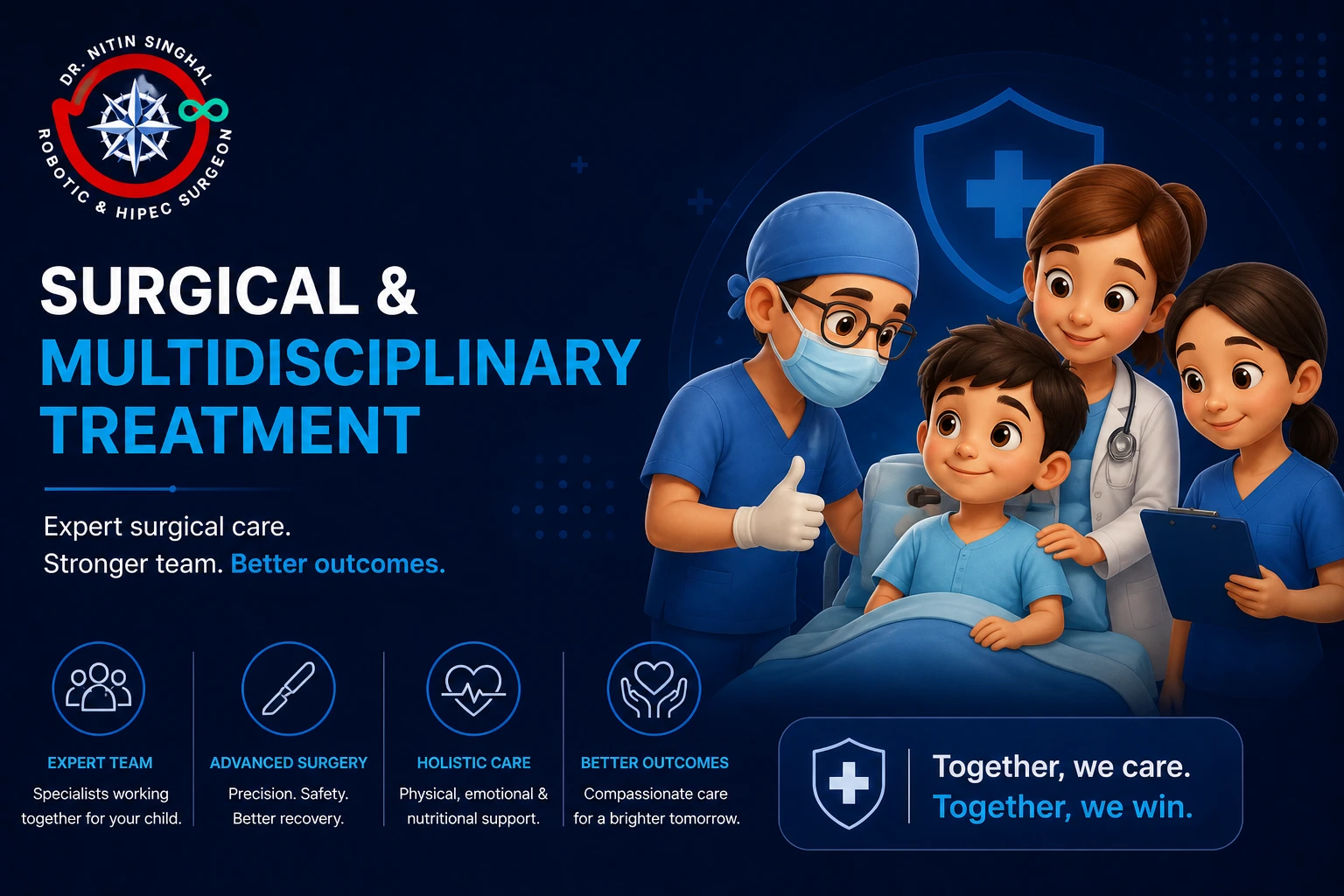 Surgical and multidisciplinary pediatric oncology team, Dr Nitin Singhal Ahmedabad