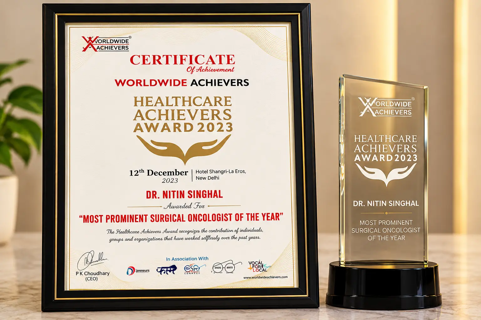 Healthcare excellence award presented to Dr. Nitin Singhal